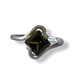 Dark Green Colored Peridot Wrap Solitaire Ring Size 5